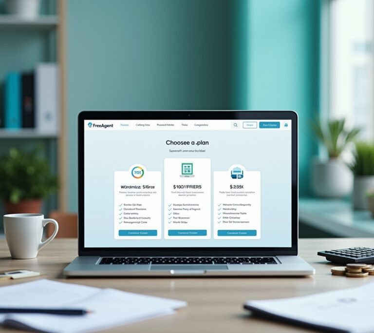 Freelancer reviewing a printed pricing comparison sheet next to an open laptop, no text, logos, or watermarks