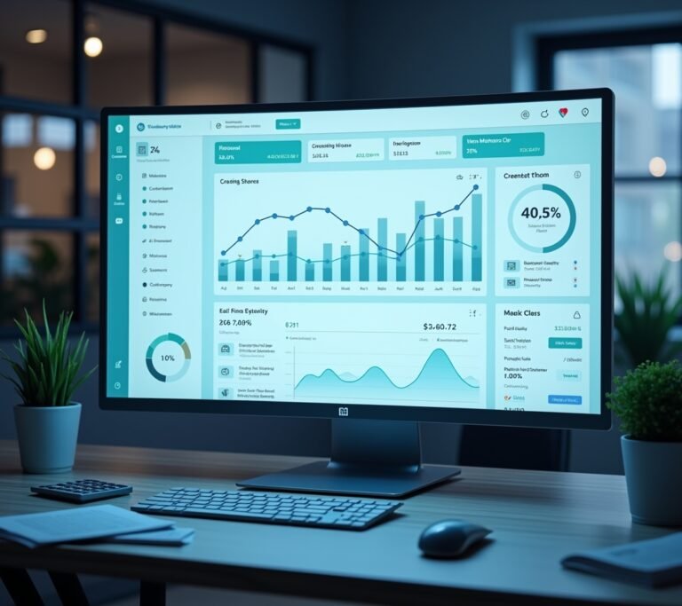 Person looking curiously at a laptop screen showing simple abstract flowchart icons representing automation, no text, logos, or watermarks